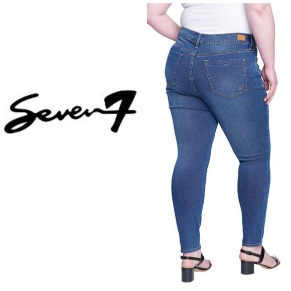 Seven7 Womens High Rise Med Wash Stretch Skinny Jeans Plus Size 22W New - Picture 2 of 13